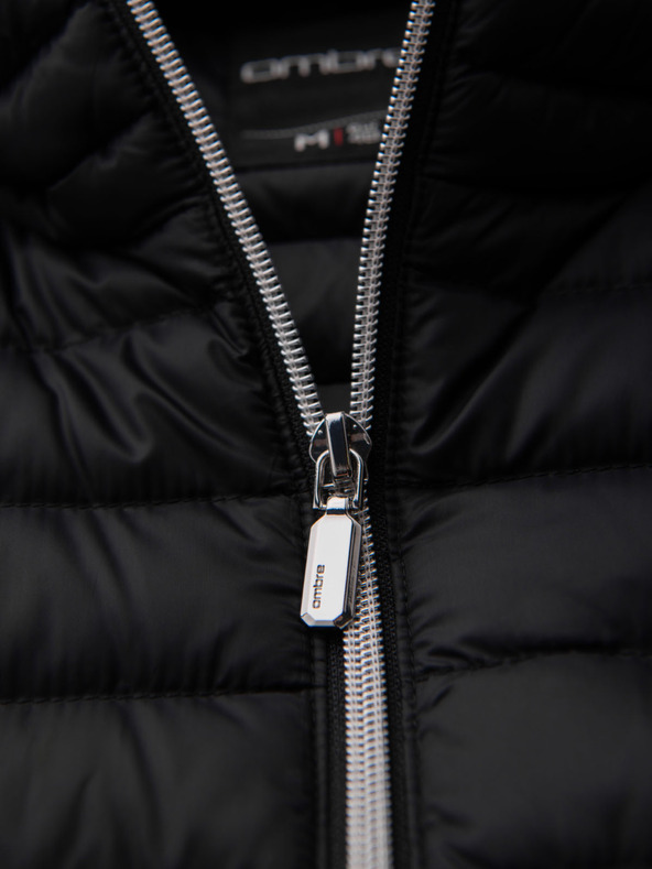 Ombre Clothing Moška ultralagana jakna iz naravnega puhlega perja s žepom - črna V1 OM-JALP-0211 Ombre Clothing