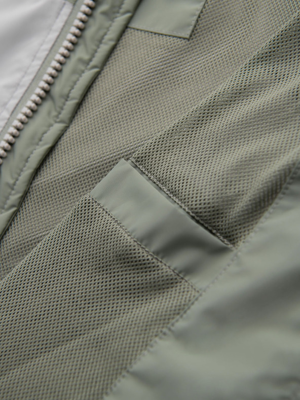 Ombre Clothing Moška kontrastna vetrovka s kapuco - olivno siva V3 OM-JANP-0228 Ombre Clothing