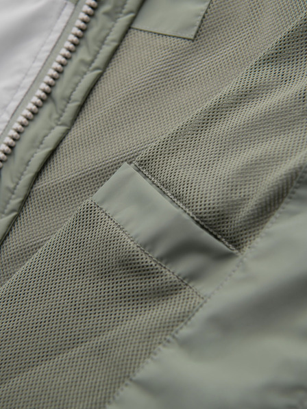 Ombre Clothing Moška kontrastna vetrovka s kapuco - olivno siva V3 OM-JANP-0228 Ombre Clothing