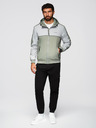 Ombre Clothing Moška kontrastna vetrovka s kapuco - olivno siva V3 OM-JANP-0228 Ombre Clothing