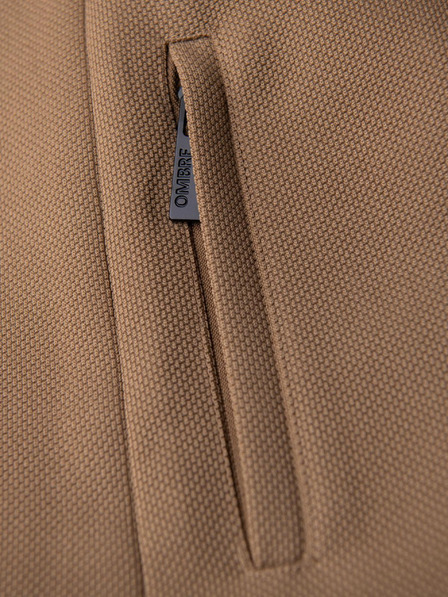 Ombre Clothing Moški strukturirani plašč z visokim ovratnikom - svetlo rjav V4 OM-COWC-0136 Ombre Clothing