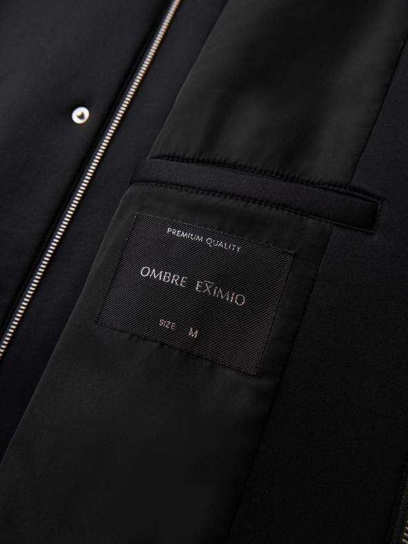 Ombre Clothing Moški minimalistični plašč srednje dolžine s kapuco - črn V4 OM-COLC-0144 Ombre Clothing