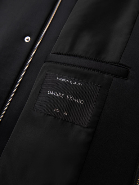 Ombre Clothing Moški minimalistični plašč srednje dolžine s kapuco - črn V4 OM-COLC-0144 Ombre Clothing