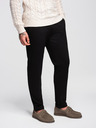 Ombre Clothing Moške hlače iz piqué pletenine z nastavljivo pasom - črne V2 OM-PACP-0283 Ombre Clothing