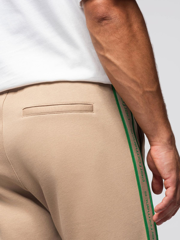 Ombre Clothing Moške športne hlače z obrobo - rjave V1 OM-PASK-0284 Ombre Clothing