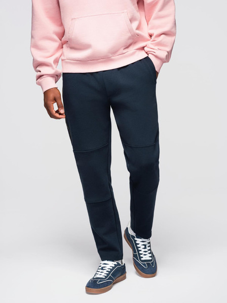 Ombre Clothing Moške jogging hlače z ravno hlačnico in gumijastimi detajli - temno modre V2 OM-PASK-0281 Ombre Clothing