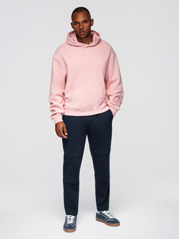 Ombre Clothing Moške jogging hlače z ravno hlačnico in gumijastimi detajli - temno modre V2 OM-PASK-0281 Ombre Clothing