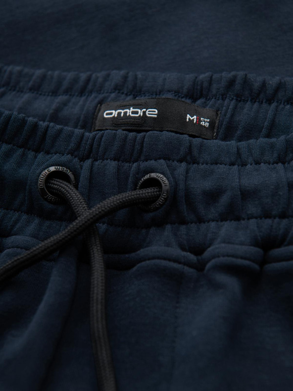 Ombre Clothing Moške jogging hlače z ravno hlačnico in gumijastimi detajli - temno modre V2 OM-PASK-0281 Ombre Clothing