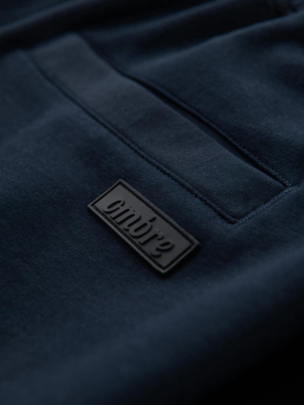 Ombre Clothing Moške jogging hlače z ravno hlačnico in gumijastimi detajli - temno modre V2 OM-PASK-0281 Ombre Clothing