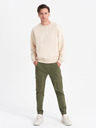 Ombre Clothing Moške hlače JOGGING s cargo žepi - olivne V18 P886 Ombre Clothing