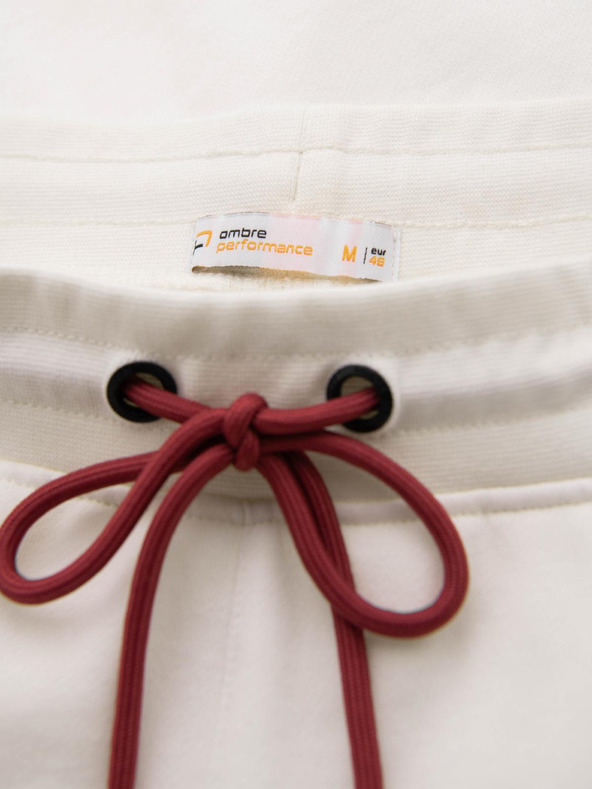 Ombre Clothing Moške športne hlače z obrobo - kremne V2 OM-PASK-0284 Ombre Clothing