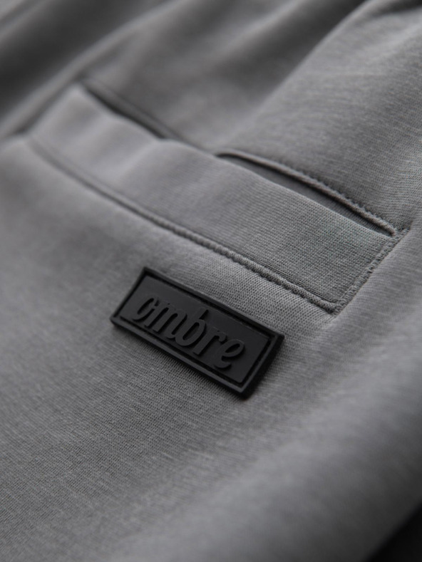 Ombre Clothing Moške jogging hlače z ravno hlačnico in gumijastimi detajli - sive V3 OM-PASK-0281 Ombre Clothing