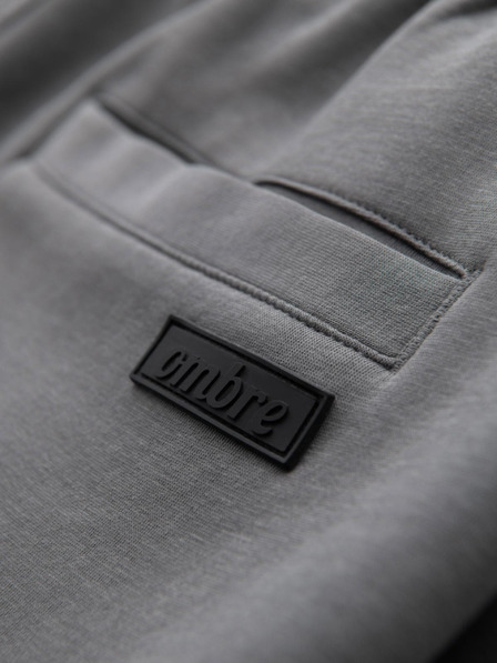 Ombre Clothing Moške jogging hlače z ravno hlačnico in gumijastimi detajli - sive V3 OM-PASK-0281 Ombre Clothing