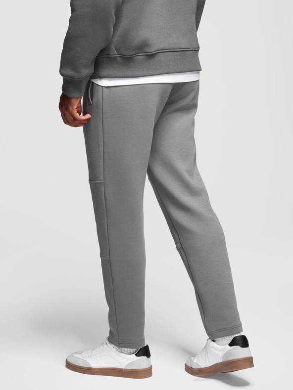 Ombre Clothing Moške jogging hlače z ravno hlačnico in gumijastimi detajli - sive V3 OM-PASK-0281 Ombre Clothing