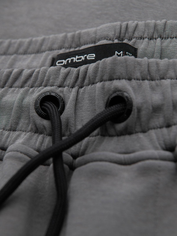 Ombre Clothing Moške jogging hlače z ravno hlačnico in gumijastimi detajli - sive V3 OM-PASK-0281 Ombre Clothing