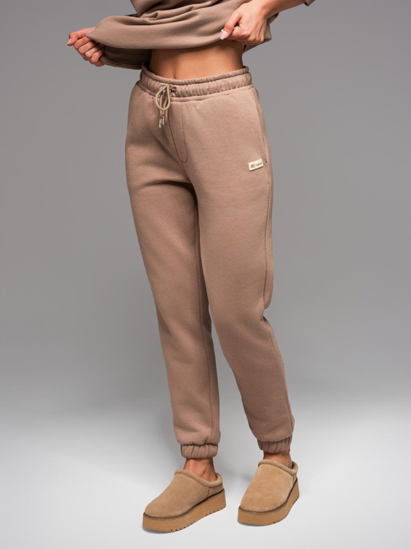 Ombre Clothing Klasične unisex jogging hlače z rebrastimi obročniki - rjave V16 OU-PSBC-0100 Ombre Clothing