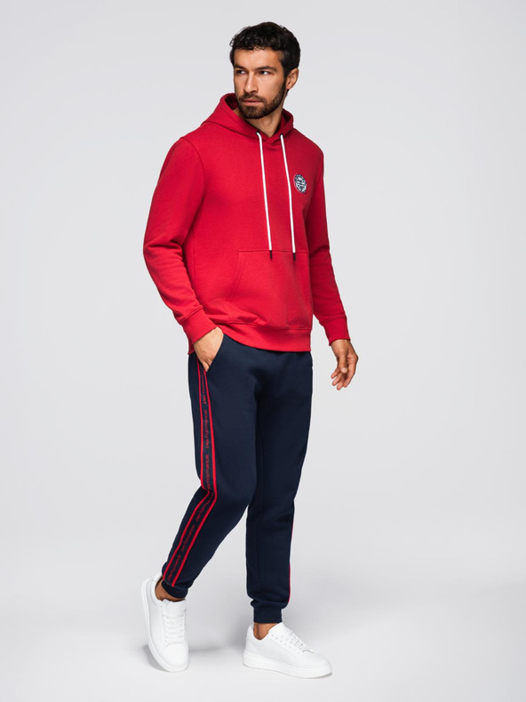 Ombre Clothing Moške športne hlače z obrobo - temno modre V3 OM-PASK-0284 Ombre Clothing