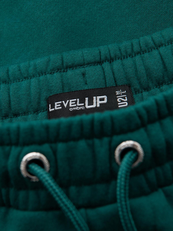 Ombre Clothing Klasične unisex jogging hlače z rebrastimi obročniki - temno zelene V17 OU-PSBC-0100 Ombre Clothing