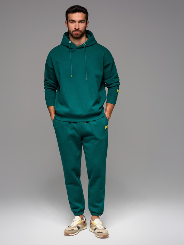 Ombre Clothing Klasične unisex jogging hlače z rebrastimi obročniki - temno zelene V17 OU-PSBC-0100 Ombre Clothing