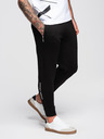 Ombre Clothing Moške jogging hlače z rebrasto obrezano in gumijastim tiskom - črne V1 OM-PASK-0223 Ombre Clothing