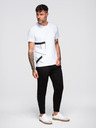 Ombre Clothing Moške jogging hlače z rebrasto obrezano in gumijastim tiskom - črne V1 OM-PASK-0223 Ombre Clothing