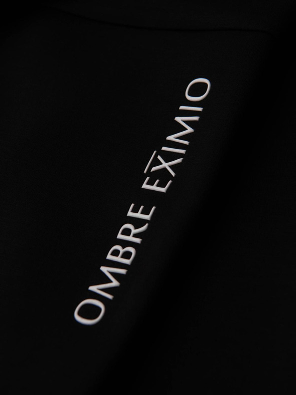 Ombre Clothing Moške jogging hlače z rebrasto obrezano in gumijastim tiskom - črne V1 OM-PASK-0223 Ombre Clothing