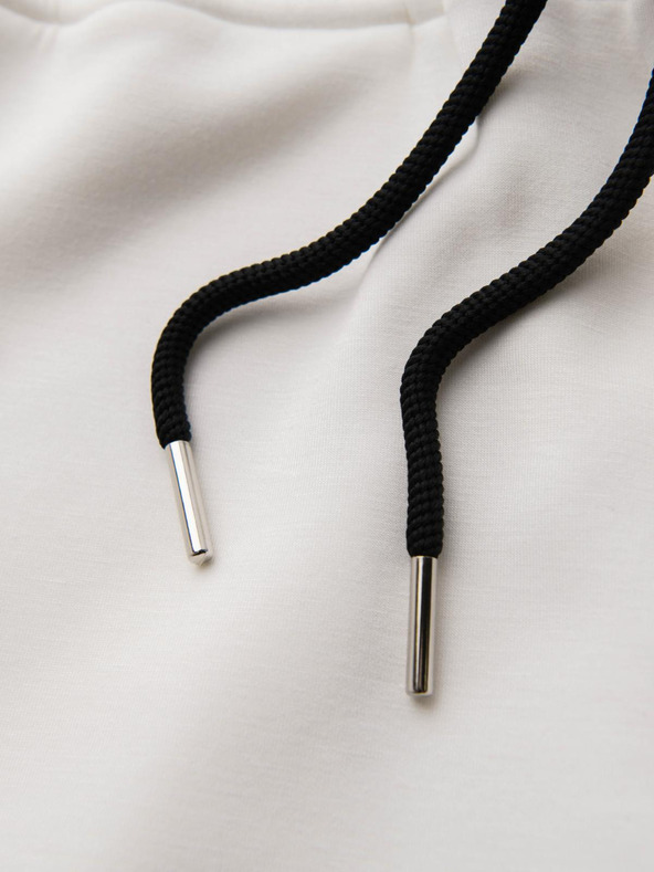 Ombre Clothing Moške jogging hlače z rebrasto obrezano in gumijastim tiskom - bele V2 OM-PASK-0223 Ombre Clothing