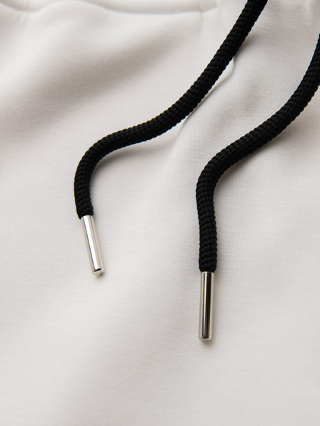 Ombre Clothing Moške jogging hlače z rebrasto obrezano in gumijastim tiskom - bele V2 OM-PASK-0223 Ombre Clothing