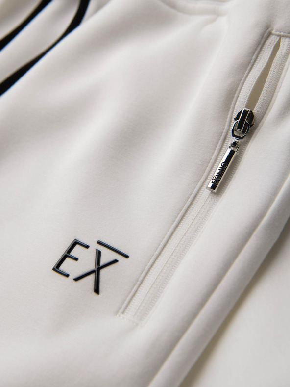 Ombre Clothing Moške jogging hlače z rebrasto obrezano in gumijastim tiskom - bele V2 OM-PASK-0223 Ombre Clothing