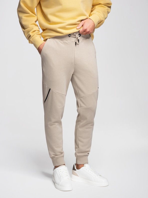 Ombre Clothing Moške jogging hlače - bež V3 OM-PASK-0280 Ombre Clothing