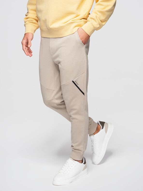 Ombre Clothing Moške jogging hlače - bež V3 OM-PASK-0280 Ombre Clothing