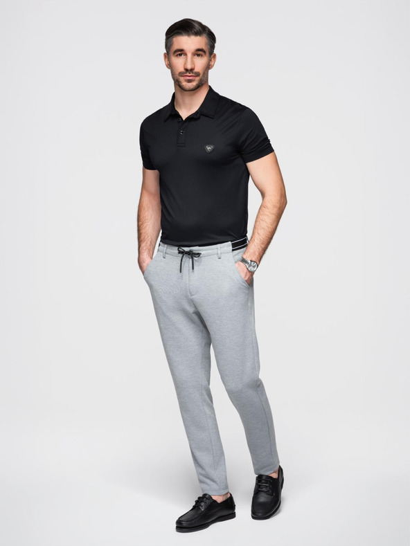 Ombre Clothing Moške pletene hlače z pružnim pasom - svetlo sive V1 OM-PACP-0116 Ombre Clothing