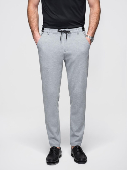 Ombre Clothing Moške pletene hlače z pružnim pasom - svetlo sive V1 OM-PACP-0116 Ombre Clothing