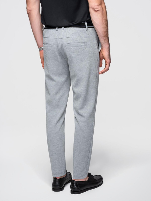 Ombre Clothing Moške pletene hlače z pružnim pasom - svetlo sive V1 OM-PACP-0116 Ombre Clothing