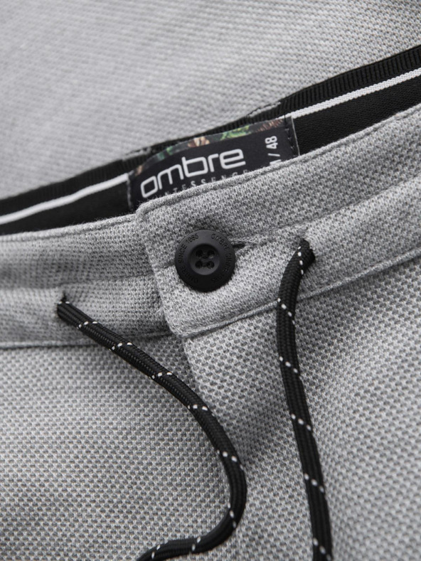 Ombre Clothing Moške pletene hlače z pružnim pasom - svetlo sive V1 OM-PACP-0116 Ombre Clothing
