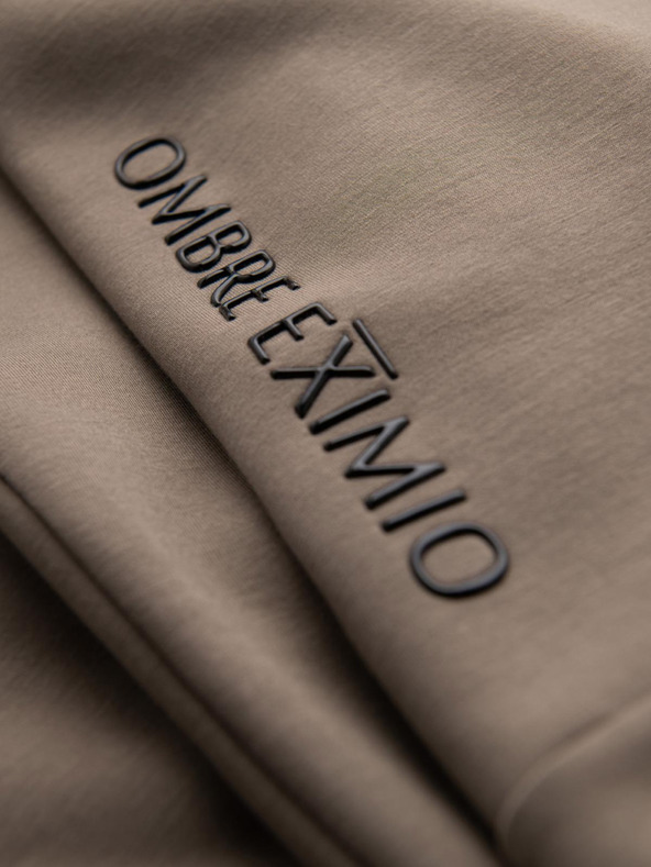 Ombre Clothing Moške jogging hlače z rebrasto obrezano in gumijastim tiskom - pepel V3 OM-PASK-0223 Ombre Clothing