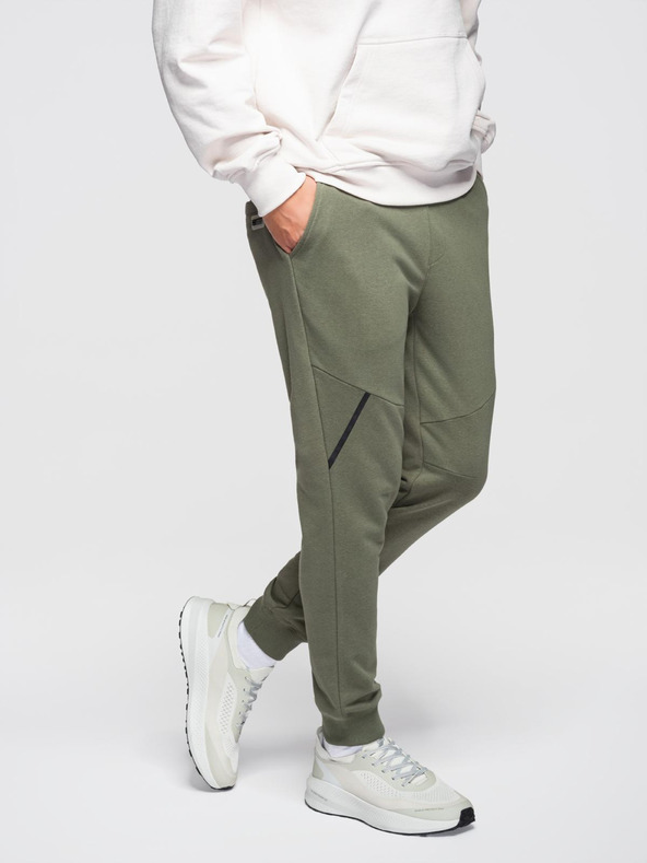 Ombre Clothing Moške jogging hlače - olivne V4 OM-PASK-0280 Ombre Clothing