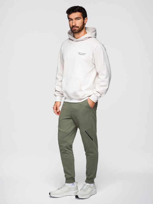 Ombre Clothing Moške jogging hlače - olivne V4 OM-PASK-0280 Ombre Clothing