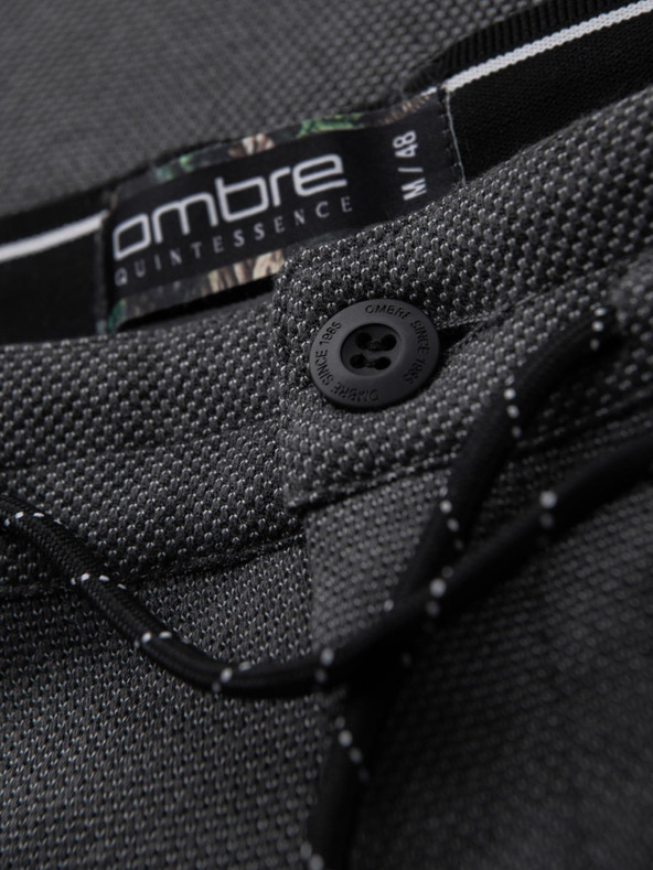 Ombre Clothing Moške pletene hlače z elastičnim pasom - temno sive V2 OM-PACP-0116 Ombre Clothing