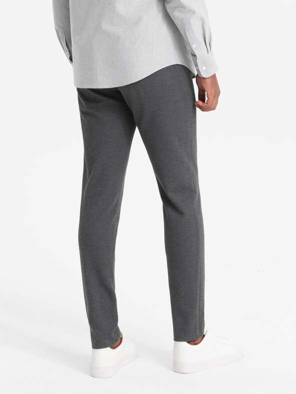 Ombre Clothing Moške pletene hlače z elastičnim pasom - temno sive V2 OM-PACP-0116 Ombre Clothing