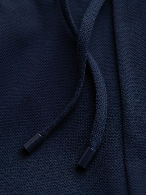 Ombre Clothing Moške hlače iz piqué pletenine z nastavljivo pasom - temno modre V1 OM-PACP-0283 Ombre Clothing