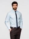 Ombre Clothing Moška klasična bombažna srajca SLIM FIT z mikro vzorcem - bela V1 K696 Ombre Clothing