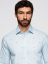 Ombre Clothing Moška klasična bombažna srajca SLIM FIT z mikro vzorcem - bela V1 K696 Ombre Clothing