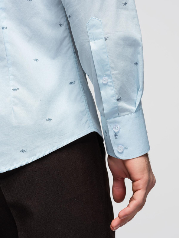 Ombre Clothing Moška klasična bombažna srajca SLIM FIT z mikro vzorcem - bela V1 K696 Ombre Clothing