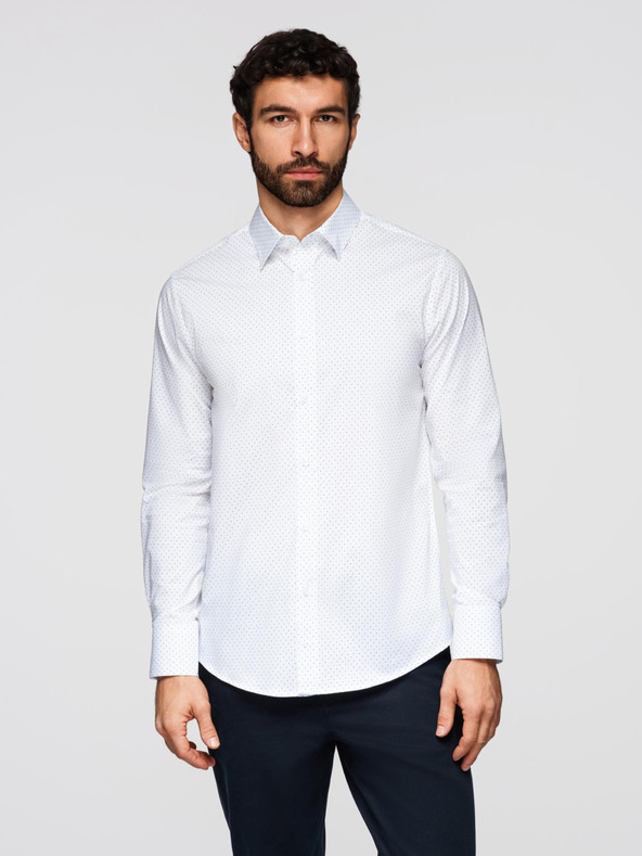 Ombre Clothing Moška bombažna srajca REGULAR FIT s subtilnim vzorcem - bela V1 K698 Ombre Clothing