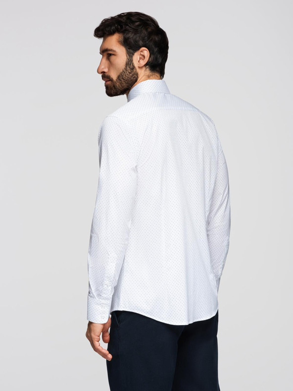 Ombre Clothing Moška bombažna srajca REGULAR FIT s subtilnim vzorcem - bela V1 K698 Ombre Clothing