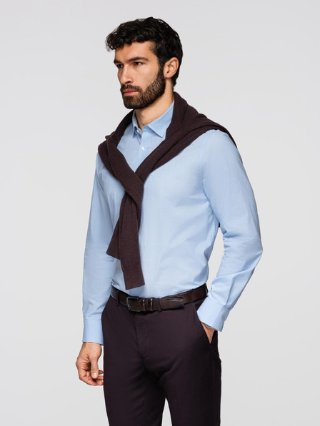 Ombre Clothing Moška klasična bombažna srajca REGULAR - modra V1 K699 Ombre Clothing