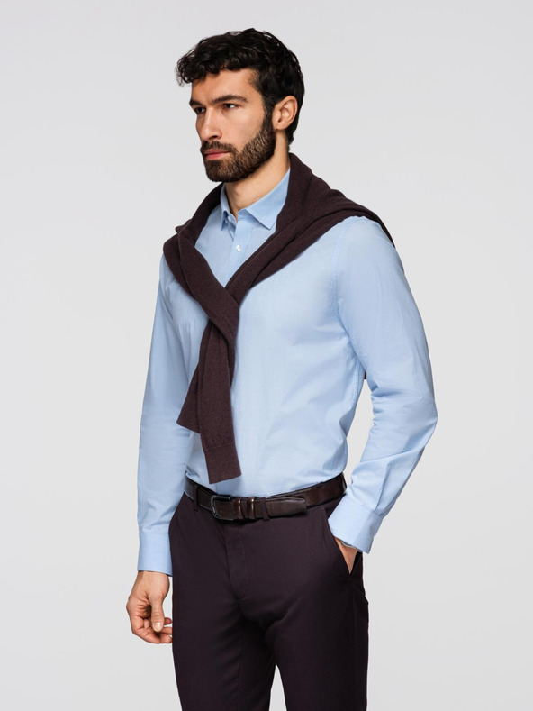 Ombre Clothing Moška klasična bombažna srajca REGULAR - modra V1 K699 Ombre Clothing