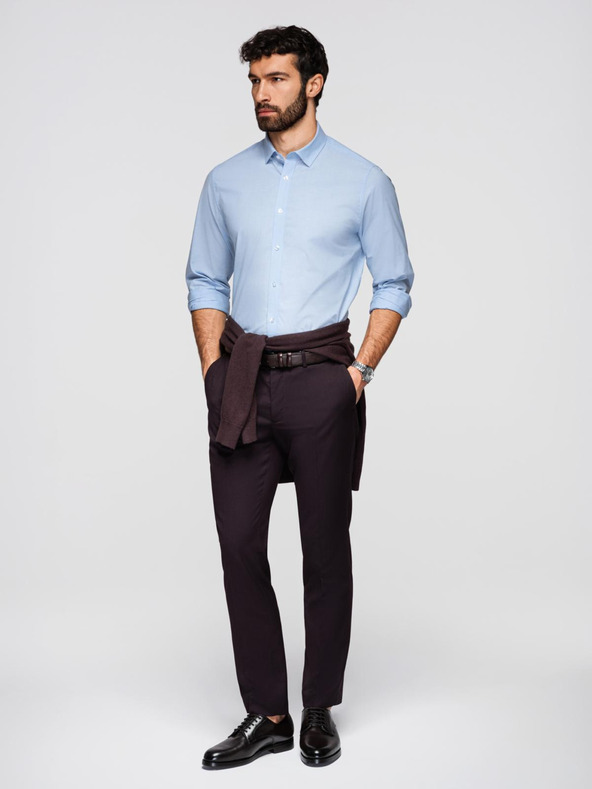 Ombre Clothing Moška klasična bombažna srajca REGULAR - modra V1 K699 Ombre Clothing