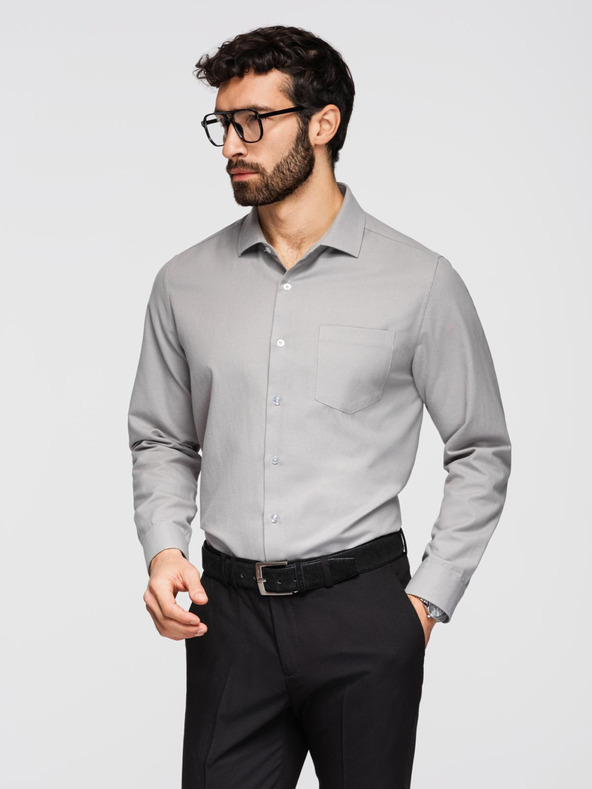 Ombre Clothing Moška srajca klasičnega regular fit kroja - siva V1 K694 Ombre Clothing